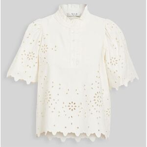 Sea New York cream Ruffled eyelet details with mandarin Collar blouse XS